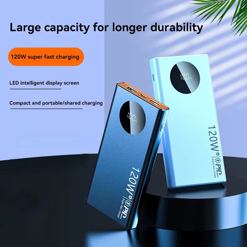 120W 50000Mah High Capacity Power Bank Fast Charging Powerbank Portable Battery Charger for Iphone Samsung Huawei 2024