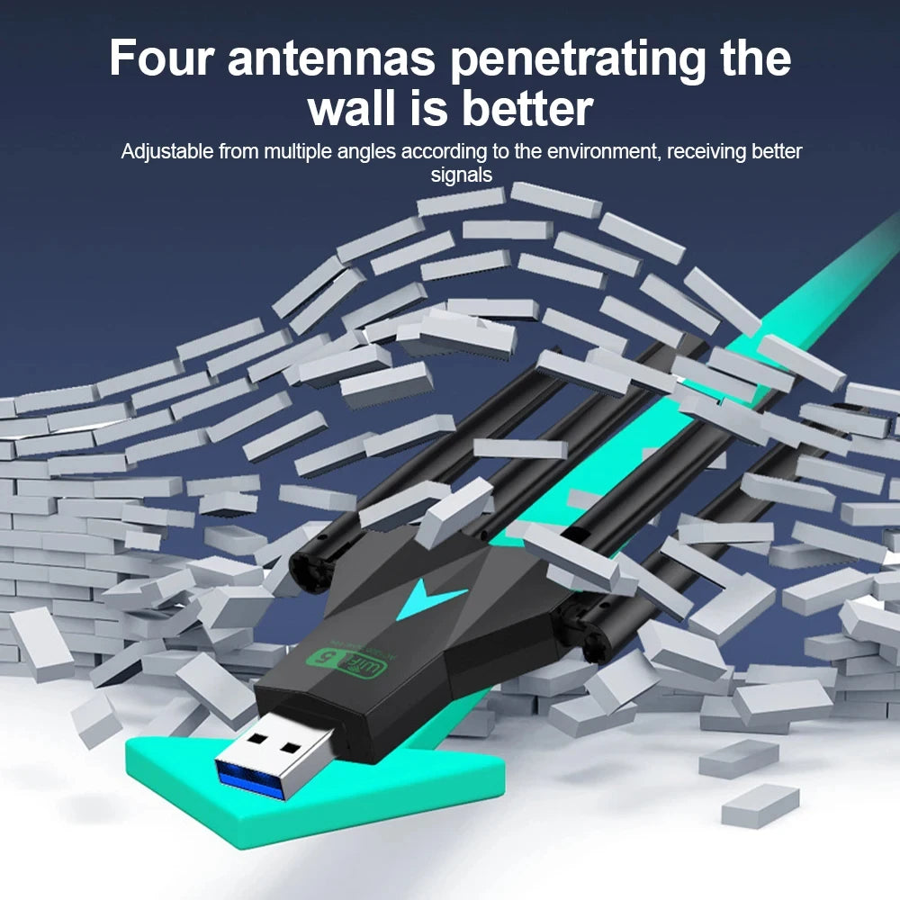 1300Mbps Wireless Network Card USB 3.0 Wifi USB Adapter Dual Band 2.4G/5Ghz Wi-Fi Dongle 4 Antenna Wireless Receiver for PC