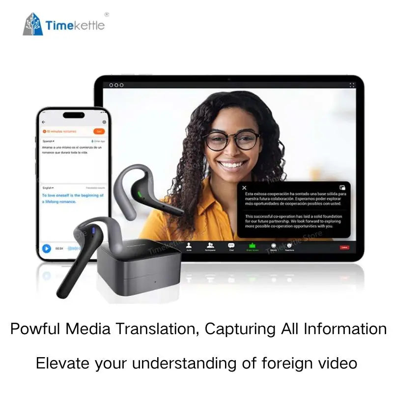 W4 Pro AI Interpreter Earbuds Translator Device Suppor 40 Languages Translator Earbuds for Call Video Translation