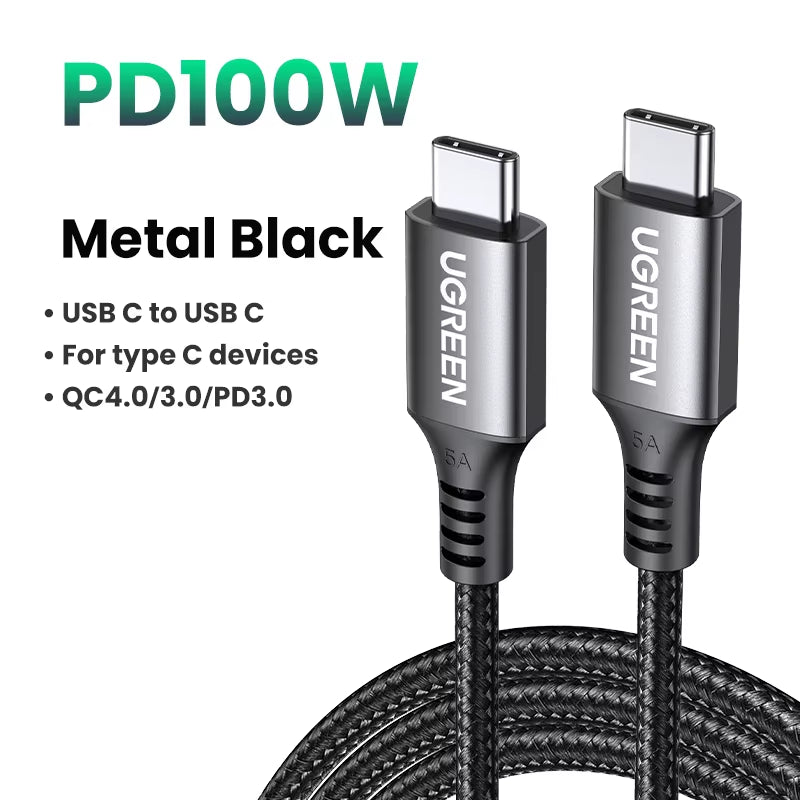 100W USB Type C to USB C Cable for Iphone 17 16 Macbook Ipad Samsung Poco PD Fast Charging Charger Cord 5A E-Marker Chip