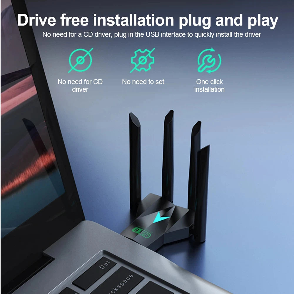 1300Mbps Wireless Network Card USB 3.0 Wifi USB Adapter Dual Band 2.4G/5Ghz Wi-Fi Dongle 4 Antenna Wireless Receiver for PC