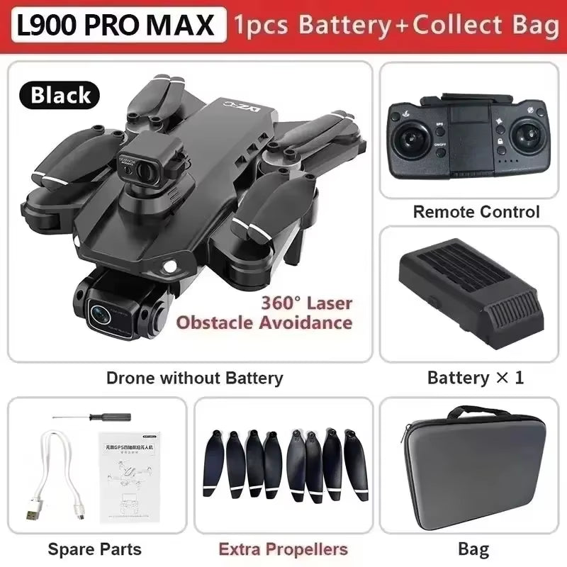 NEW HOT L900 Pro MAX GPS Drone 4K Professional HD Dual Camera 5G Wifi 360° Obstacle Avoidance Brushless Foldable Quadcopter