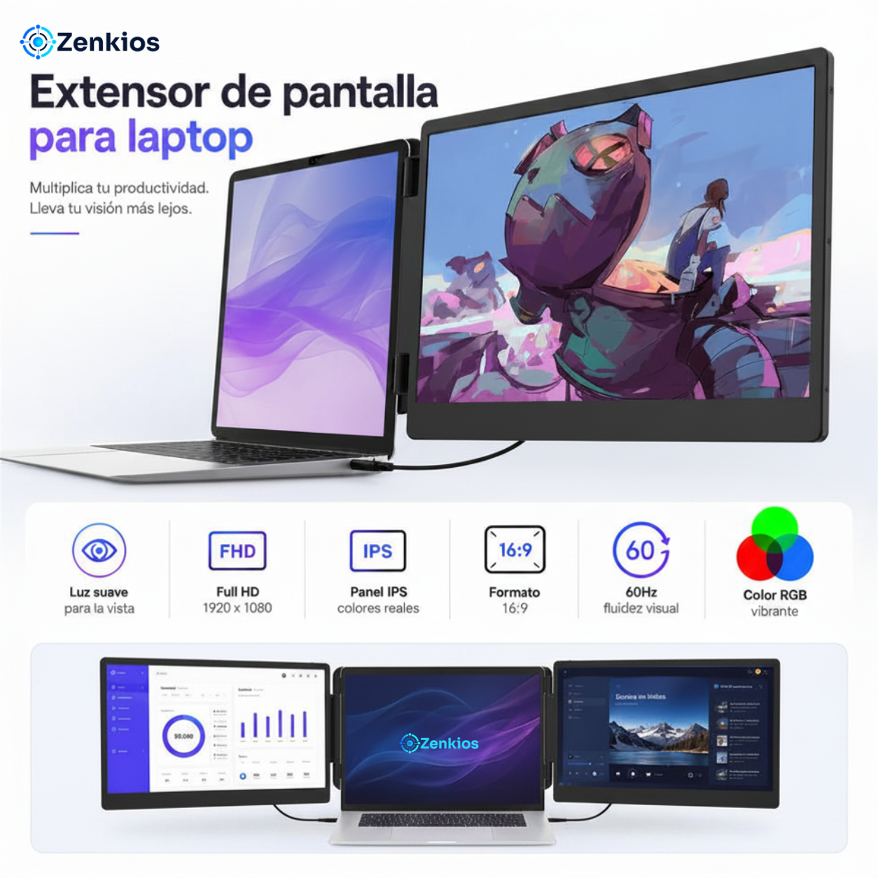 Extensor de Pantalla para Laptop 14” Full HD
