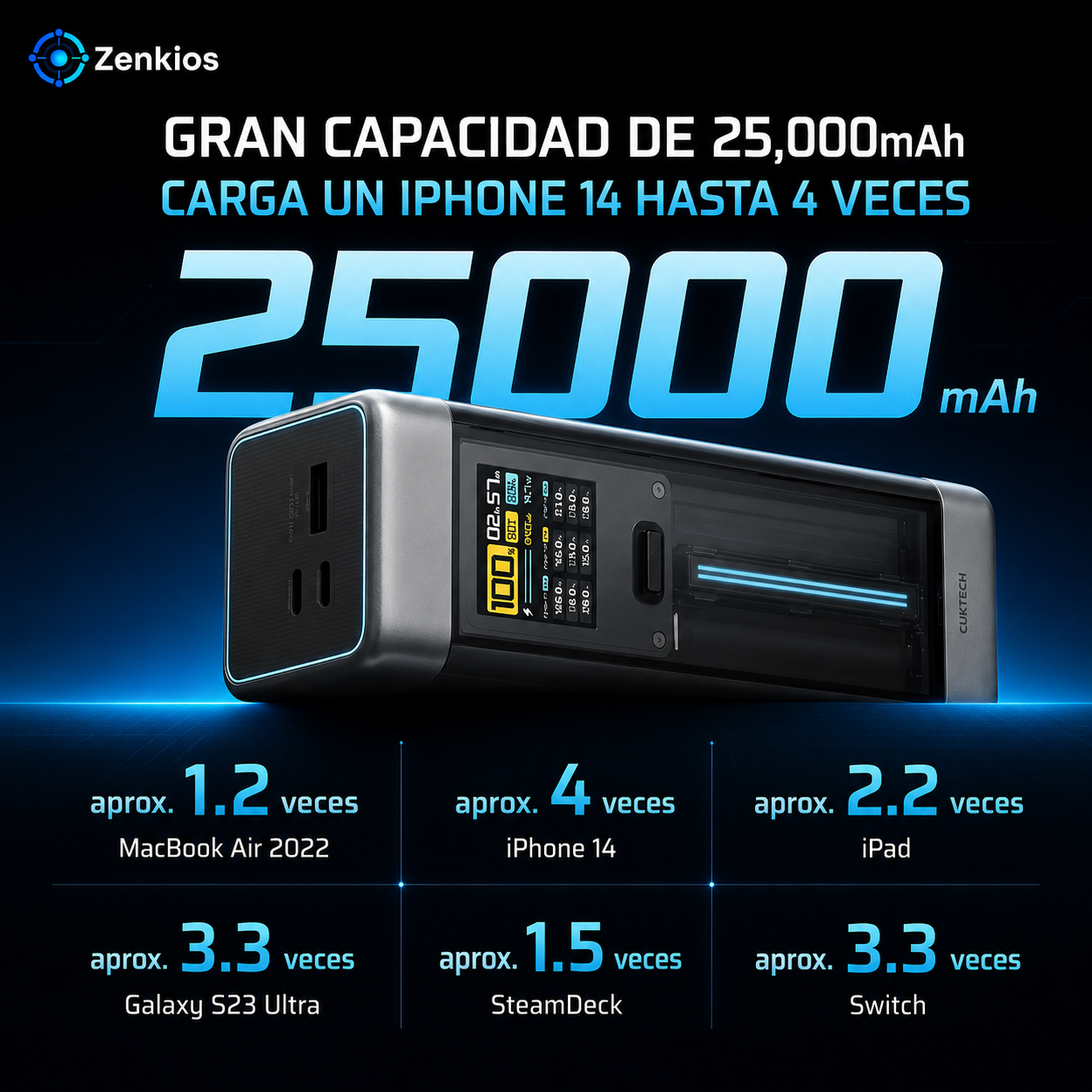Power Bank Premium CUKTECH 210W - Banco de bateria