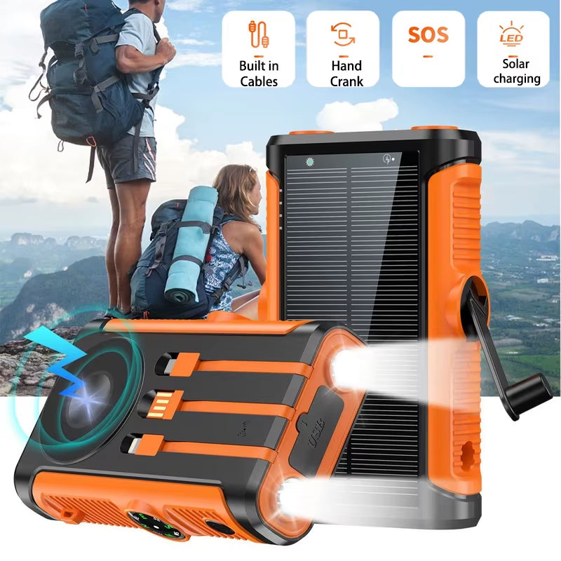 50000Mah Solar Power Bank 22.5W Magnetic Wireless Charging Camping Powerbank with Cables External Battery for Iphone Magsafe