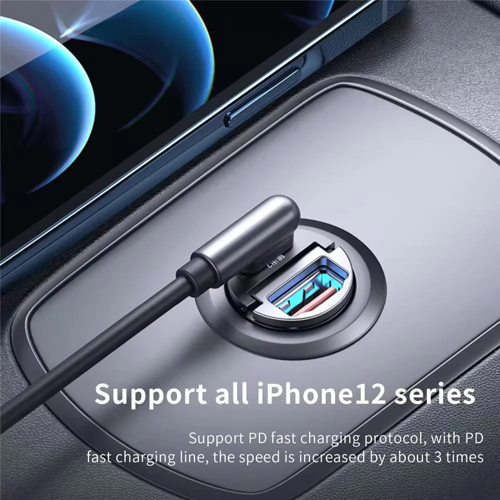 100W/200W QC3.0 PD Mini Car Charger 12-24V Lighter Fast Charging Car USB Type C Charger for Xiaomi Samsung Huawei Iphone Power