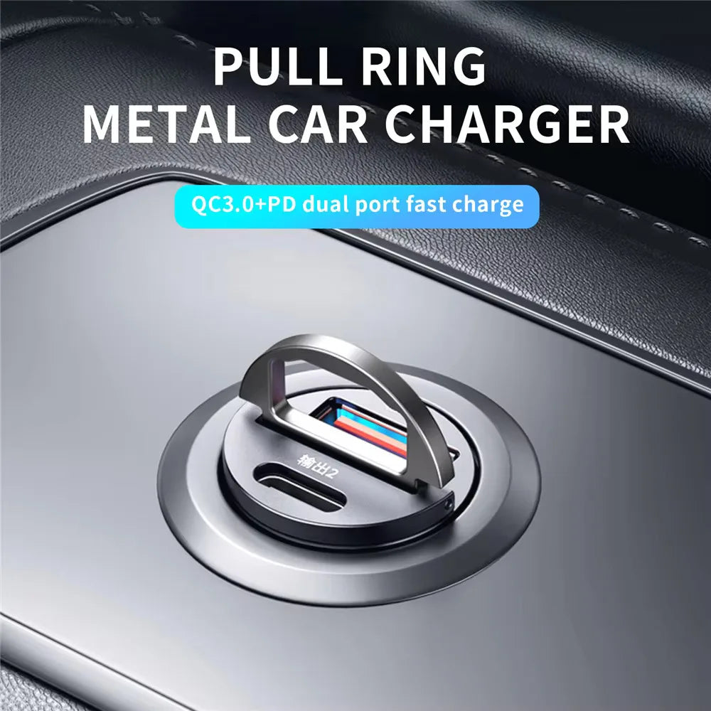 100W/200W QC3.0 PD Mini Car Charger 12-24V Lighter Fast Charging Car USB Type C Charger for Xiaomi Samsung Huawei Iphone Power