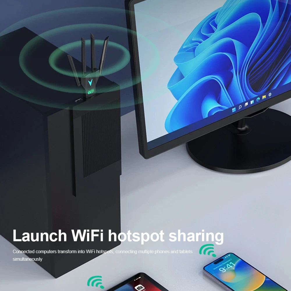1300Mbps Wireless Network Card USB 3.0 Wifi USB Adapter Dual Band 2.4G/5Ghz Wi-Fi Dongle 4 Antenna Wireless Receiver for PC