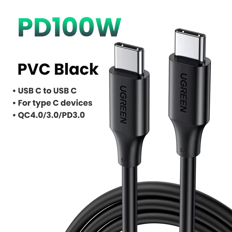100W USB Type C to USB C Cable for Iphone 17 16 Macbook Ipad Samsung Poco PD Fast Charging Charger Cord 5A E-Marker Chip